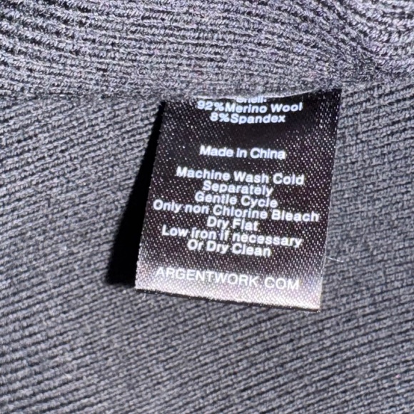 ARGENT Merino Wool A-Line Dress Rich Sweater Dress Black V-Neck Open Sleeve Nwot - Picture 11 of 12